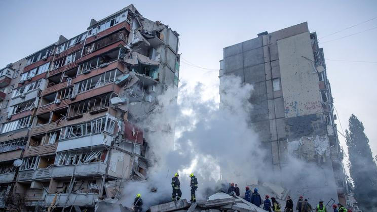 Aftermaath of Russian missile and drone strikes in Kyiv