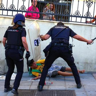 Mass crossings of migrants on foot and by sea from Morocco into Spanish territory, in Ceuta