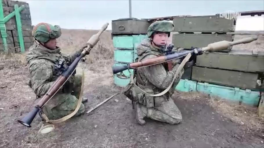 Russian media shared video footage from the country\'s defense ministry on Monday April 28, 2025 showing North Korean troops