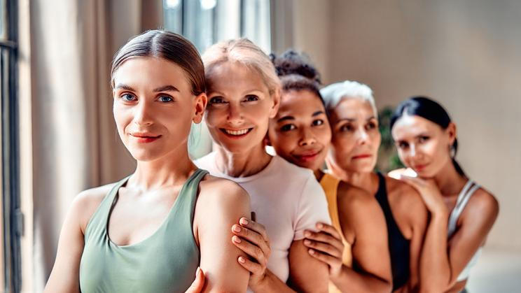 Diverse,Women,Of,Different,Ages,Smiling,Together,In,Activewear,,Wellness