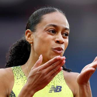 Lurdes Gloria Manuel po zaběhnutí osobního rekordu 49,37 na Diamantové lize v Paříži