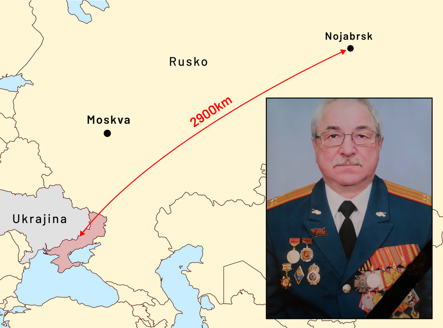 67letý Vladimir Anatoljevič Matvejev pocházel z Nojabrsku. Ten je přitom od ukrajinské fronty téměř tři tisíce kilometrů daleko.
