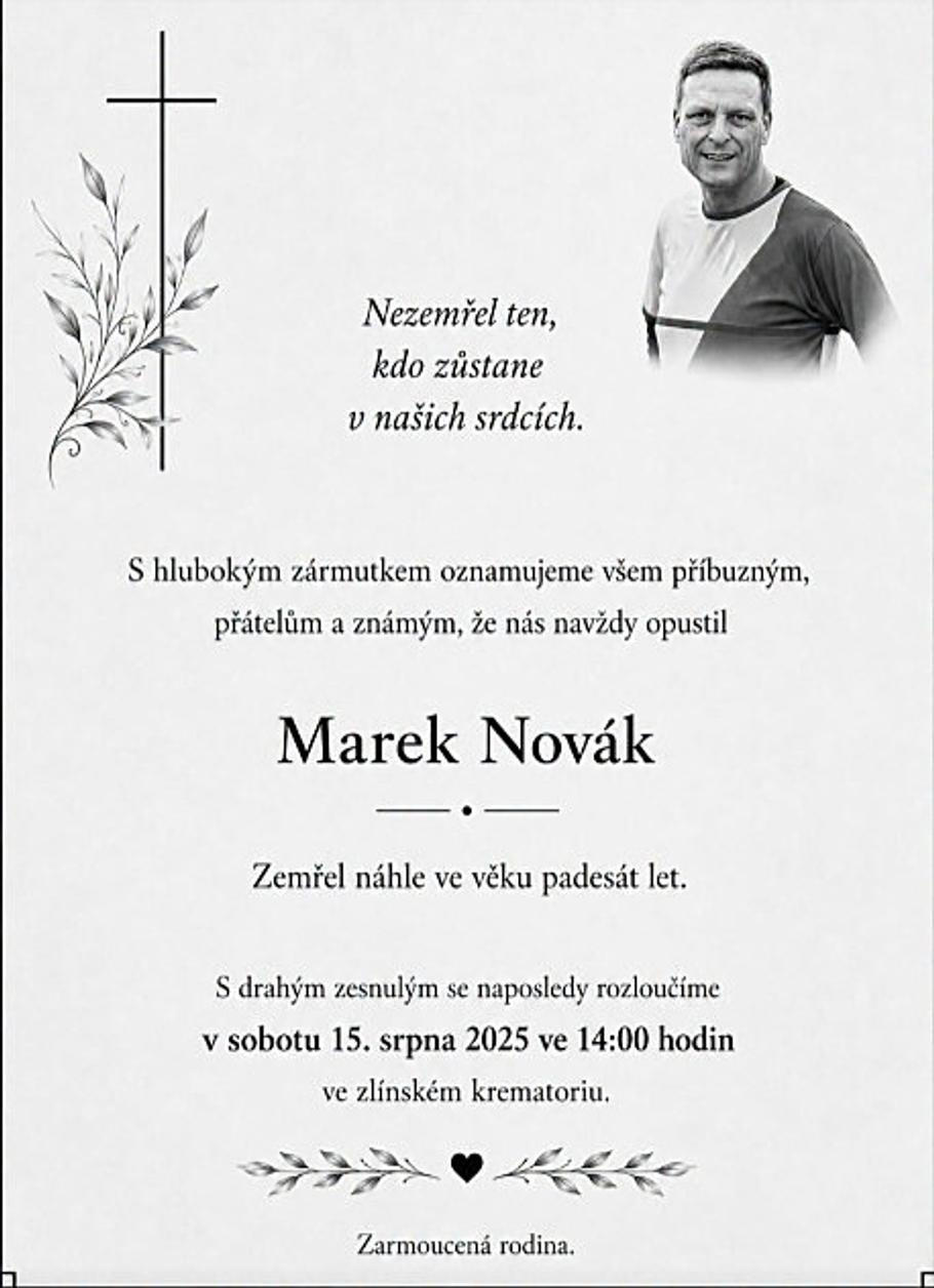 Falešné parte pro poslance Marka Nováka se v pondělí večer objevilo na facebookovém profilu.