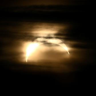 A partial solar eclipse is seen from Observatorielunden in central Stockholm