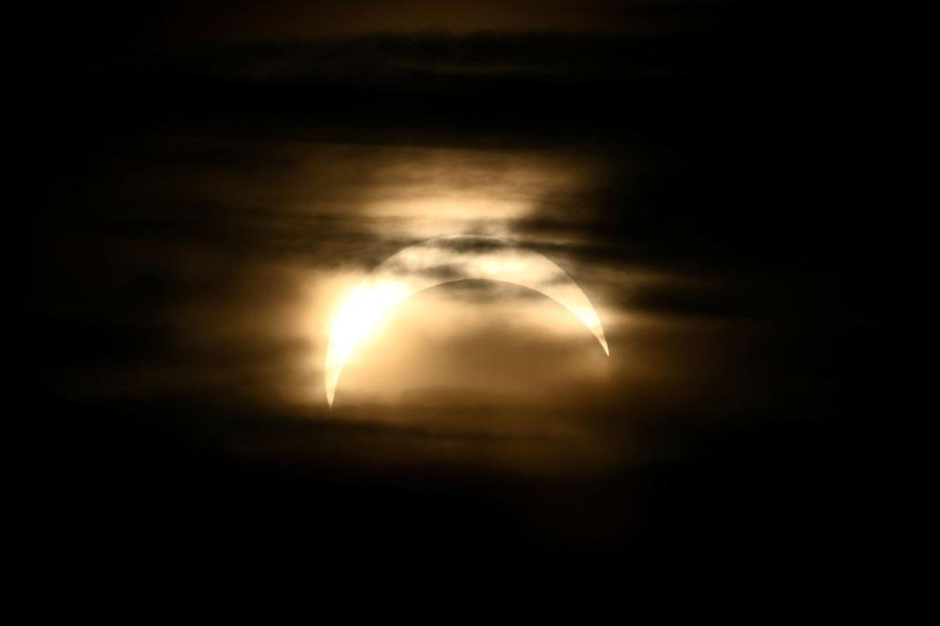 A partial solar eclipse is seen from Observatorielunden in central Stockholm