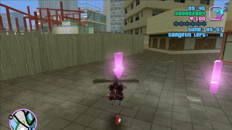 Snímek z mise „Demolition man“ ve hře GTA: Vice City z roku 2002.