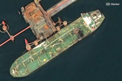 A satellite image shows an oil tanker damaged following a Ukrainian drone and missile attack in the course of the Russia-Ukraine conflict, in Novorossiysk