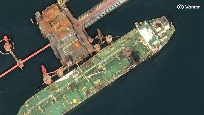 A satellite image shows an oil tanker damaged following a Ukrainian drone and missile attack in the course of the Russia-Ukraine conflict, in Novorossiysk