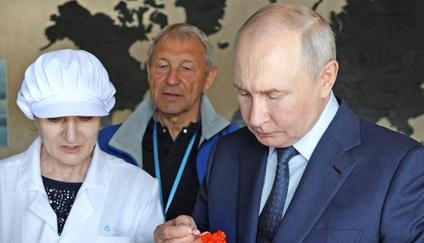 Russian President Vladimir Putin visits Iturup, an island in the disputed Kuril Islands chain