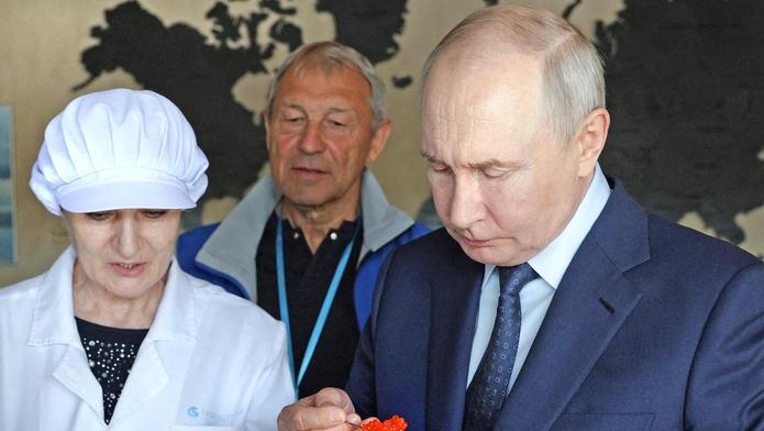 Russian President Vladimir Putin visits Iturup, an island in the disputed Kuril Islands chain