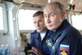 Russian President Vladimir Putin observes a military drill of Pacific fleet in Sakhalin region