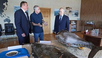 Russian President Vladimir Putin visits Iturup, an island in the disputed Kuril Islands chain