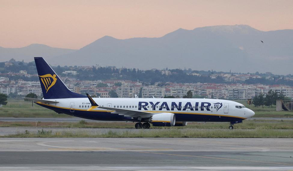 FILE PHOTO: A Ryanair plane at Makedonia airport in Thessaloniki, Greece
