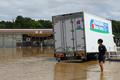 A flooded area after heavy rain in Oamishirasato