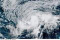 A satellite image shows the tropical storm Lala over the Pacific Ocean