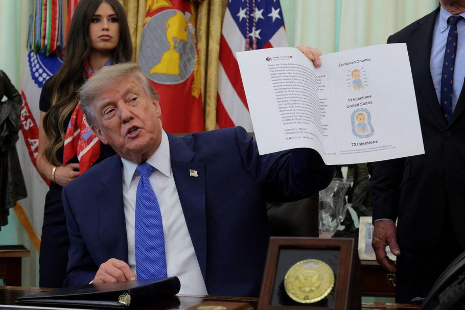 U.S. President Donald Trump signs an executive order in the Oval Office at the White House in Washington