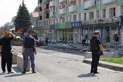 Aftermath of a Ukrainian drone attack in Belgorod
