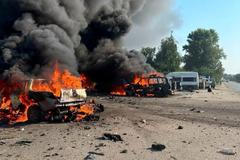 Aftermath of a Russian drone attack in Kharkiv region
