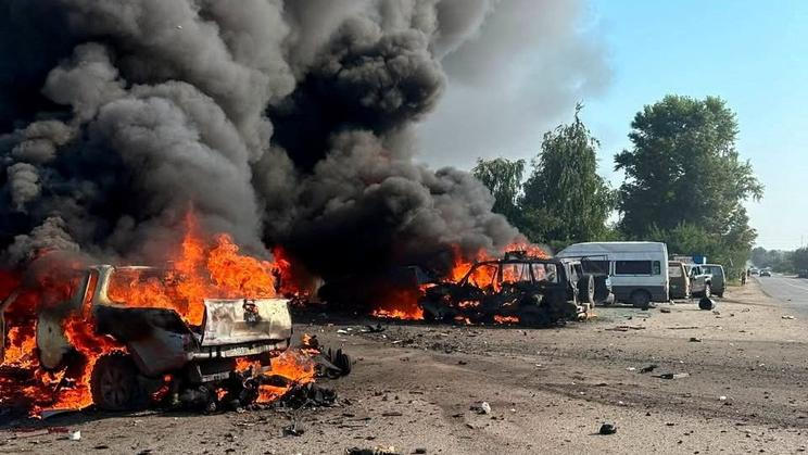 Aftermath of a Russian drone attack in Kharkiv region