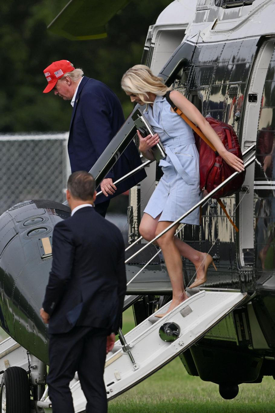 U.S. President Donald Trump exits Marine One at the Ellipse near the White House, in Washington