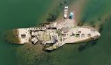 Shipwreck of the Slovenac, a tugboat that sank after hitting a mine in 1945 is pictured in Sava River in Serbia