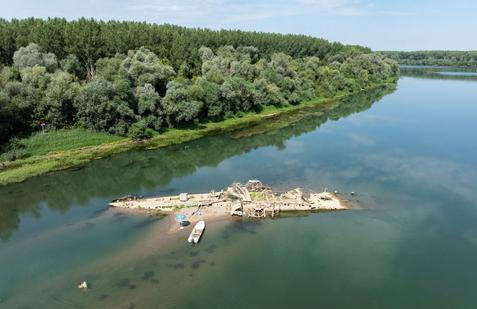 Shipwreck of the Slovenac, a tugboat that sank after hitting a mine in 1945 in Sava River in Serbia