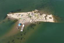 Shipwreck of the Slovenac, a tugboat that sank after hitting a mine in 1945 is pictured in Sava River in Serbia