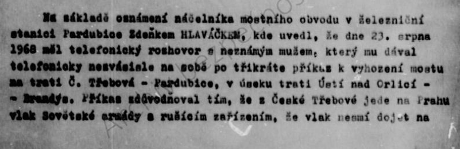 Zničte most na trati Česká Třebová – Pardubice. Z pátracího svazku KR- 631808 MV s krycím jménem Mosty.