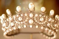 FILE PHOTO: A tiara worn by French Empress Eugenie, which was among the items stolen by thieves during a heist at Paris' Louvre Museum on October 19, 2025, on display in this undated still frame from a video