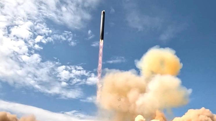 A test launch of the Sarmat intercontinental ballistic missile