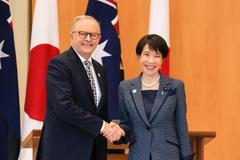 Australský premiér Anthony Albanese s japonskou premiérkou Sanae Takaičiovou na bilaterální schůzce 4. května 2026.
