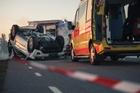 On,The,Car,Crash,Traffic,Accident,Scene,Rollover,Smoking,Vehicle