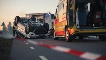 On,The,Car,Crash,Traffic,Accident,Scene,Rollover,Smoking,Vehicle