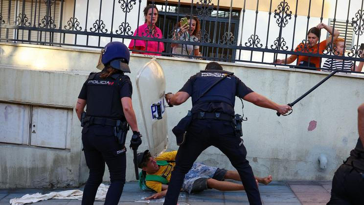 Mass crossings of migrants on foot and by sea from Morocco into Spanish territory, in Ceuta
