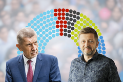 Na koláži Aktuálně.cz je premiér a šéf hnutí ANO Andrej Babiš (vlevo) s předsedou STAN Vítem Rakušanem.