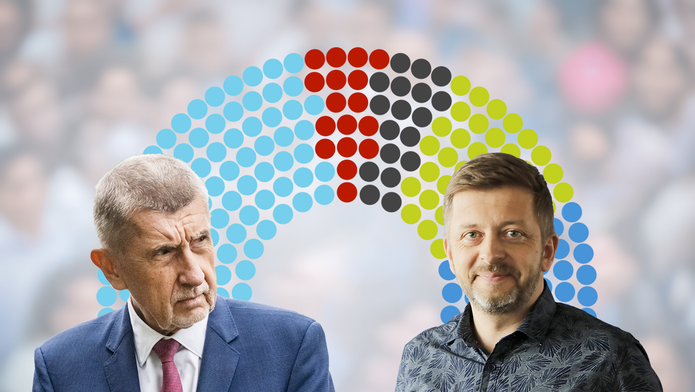 Na koláži Aktuálně.cz je premiér a šéf hnutí ANO Andrej Babiš (vlevo) s předsedou STAN Vítem Rakušanem.