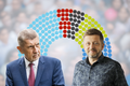 Na koláži Aktuálně.cz je premiér a šéf hnutí ANO Andrej Babiš (vlevo) s předsedou STAN Vítem Rakušanem.