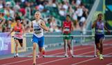 Michal Rada v závodě 400 metrů překážek na MS juniorů 2026 v Eugene