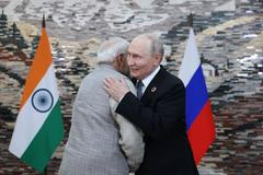 Russian President Putin and Indian Prime Minister Modi meet in Bishkek