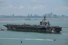 USS Abraham Lincoln sails toward Laem Chabang Port in Chonburi province, Thailand