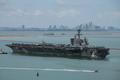 USS Abraham Lincoln sails toward Laem Chabang Port in Chonburi province, Thailand