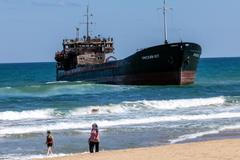 Russian-flagged general cargo ship Omskiy-107 lies aground off the coast of Sile in Istanbul