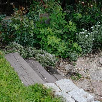 Dřevěné prvky pomáhají propojit jednotlivé části zahrady a zároveň vytvářejí příjemná pobytová místa.