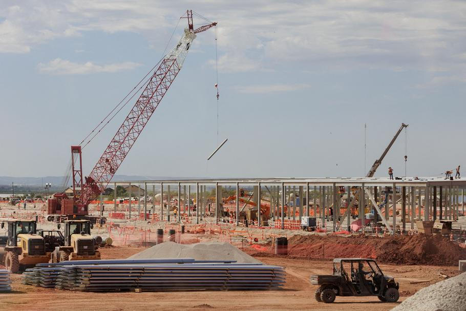 FILE PHOTO: The steel frame of an OpenAI data center is seen in Texas
