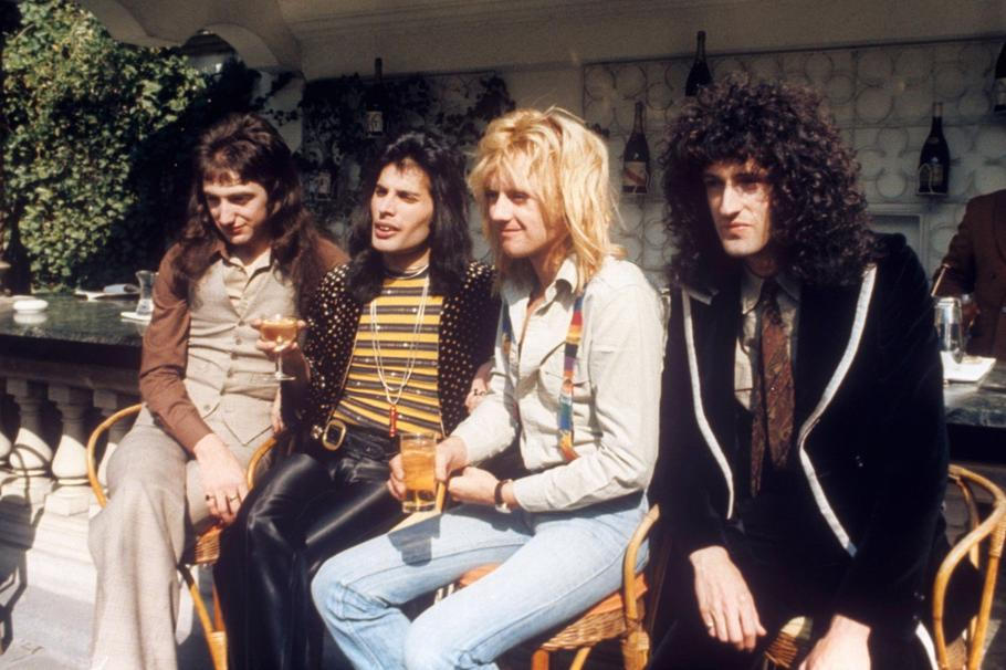 EMBARGOED TO 0001 WEDNESDAY OCTOBER 8 File photo dated 08/09/76 of (left to right) John Deacon, Freddie Mercury, Roger Taylor and Brian May of the rock band 'Queen' in London. Queen have been named the most played rock act on UK radio and TV in the 21st c