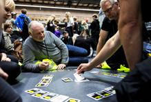 People attend the civil defense exercise Shelter 2026 in Kuopio