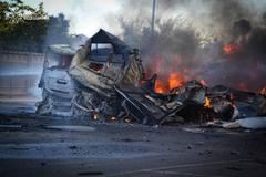 Aftermath of Russian attack in a location given as Odesa