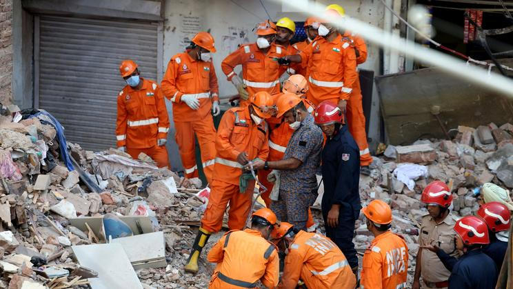 Aftermath of a building collapsed in New Delhi