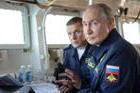 Russian President Vladimir Putin observes a military drill of Pacific fleet in Sakhalin region