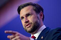 U.S. VP Vance speaks to media after U.S. and Iran high-level talks, at the Buergenstock Resort Lake Lucerne, near Stansstad